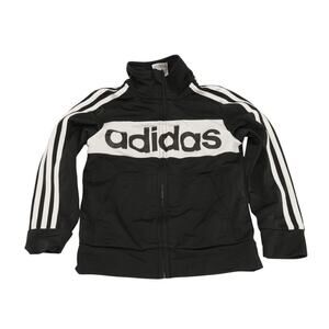 Adidas Kids Black & White 3-Stripe Track Jacket Size 5